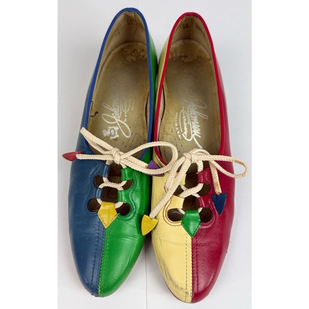 Vintage 1960s 4-Tone Johansen Kitten Heel Pointed Toe Shoes, size 35 EU